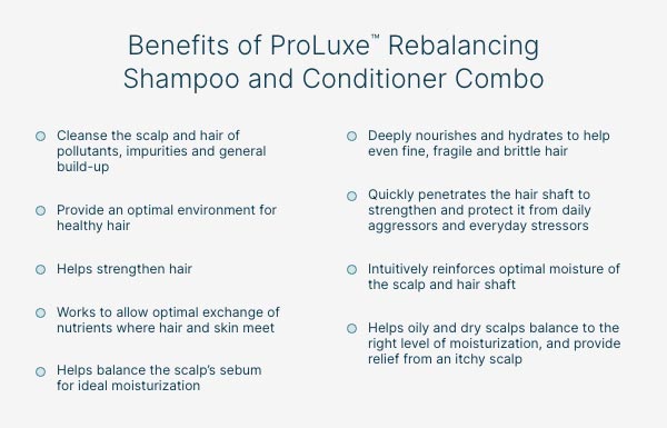 Benefits of ProLuxe Rebalancing Shampoo and Conditioner Combo
